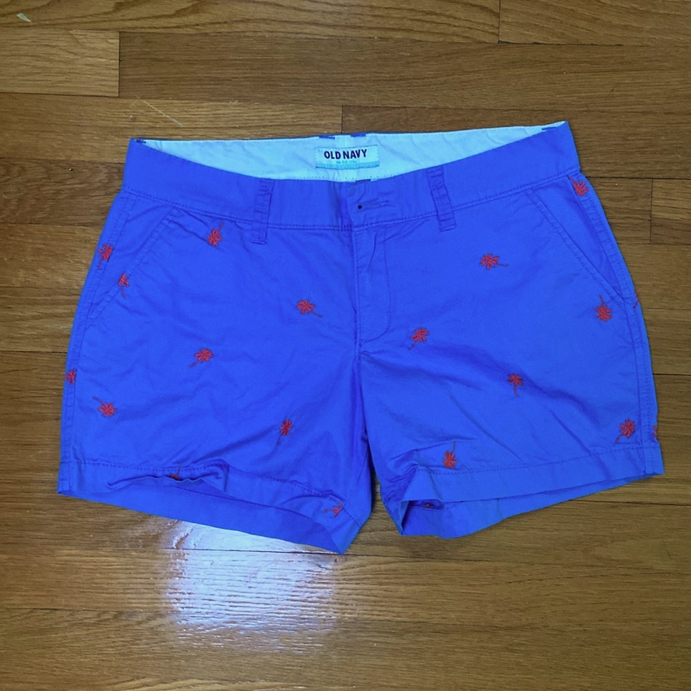Women's Old Navy blue with embroidered palm trees shorts size 4